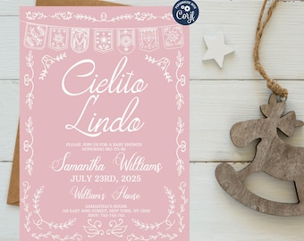 Editable Cielito Lindo Baby Shower Invitation: Mexican Papel Picado Theme (Digital)