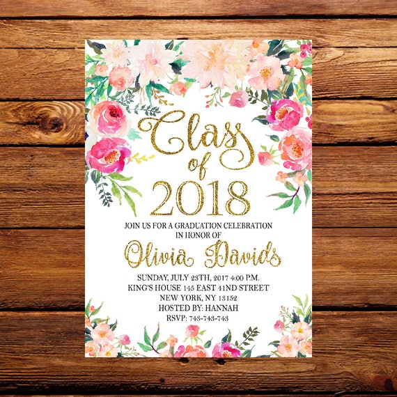 graduation invitation floral graduation