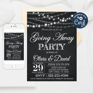 String Lights Going Away Party Invitation Template (Editable)