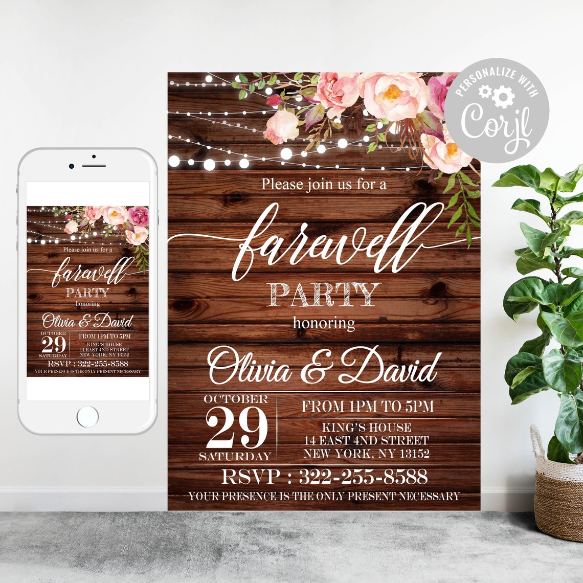 Editable Rustic Farewell Invitationfloral Farewell Party - Etsy