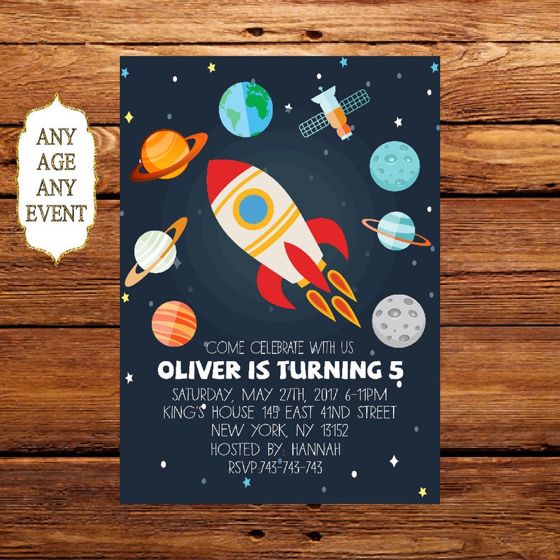 Planet Birthday Invitation Space Themed Birthday Party Etsy