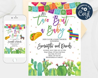 Editable Taco 'Bout a Baby Gender Reveal Invitation, Editable Mexican Cinco De Mayo Invitation,Fiesta Gender Reveal Invitation Templates, 20