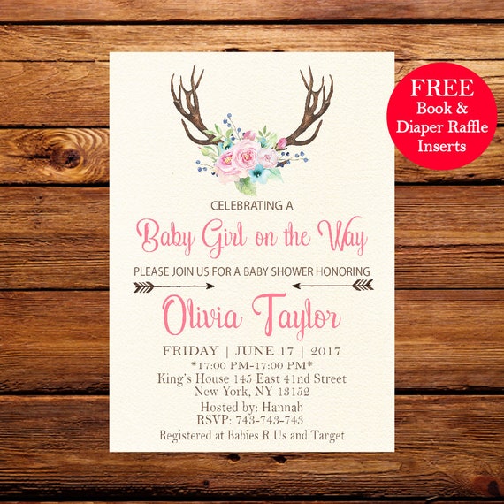 Flowers Shower Invitations Oh Deer Baby Invitation Image 0