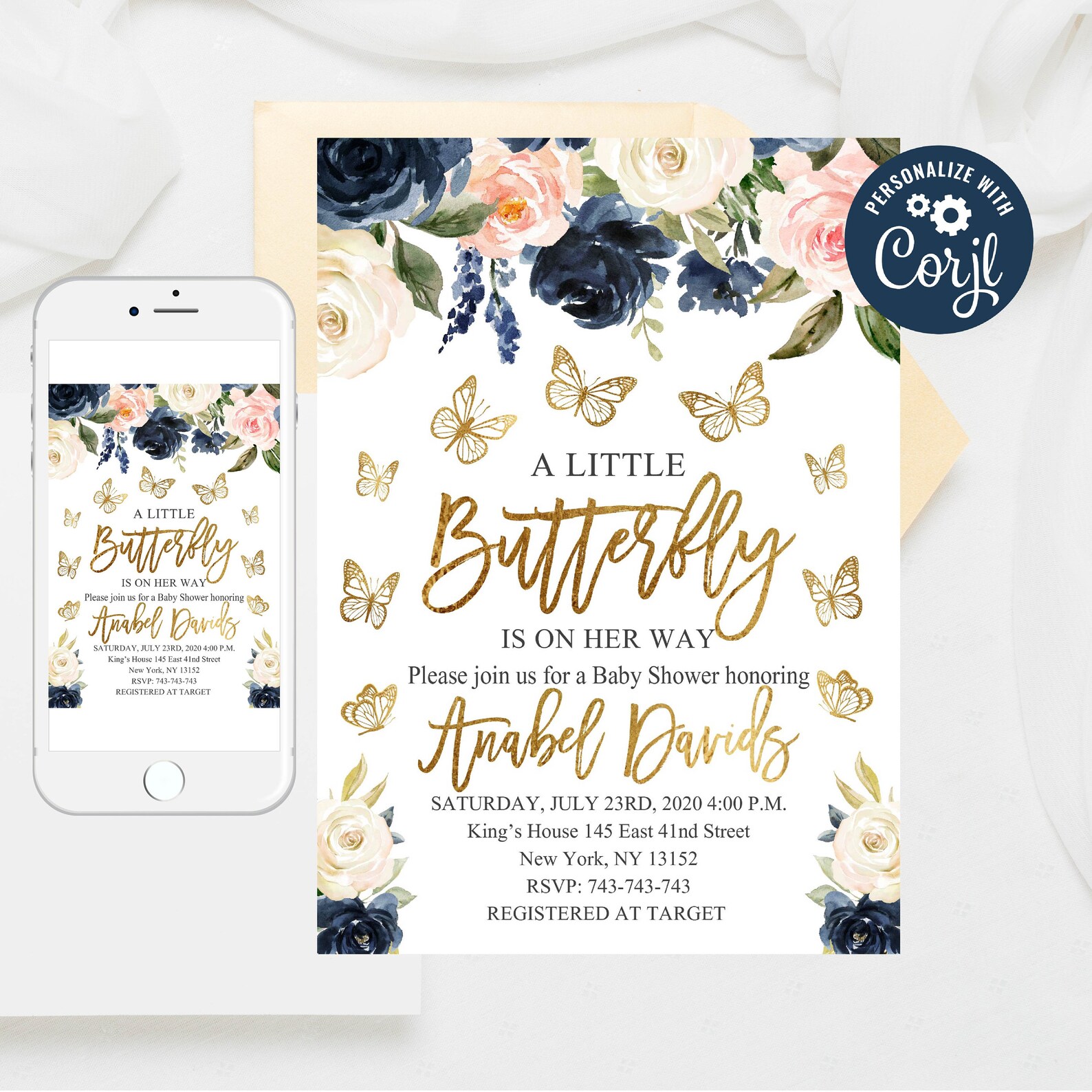 Template Butterflies Baby Shower Editable Butterfly Baby | Etsy