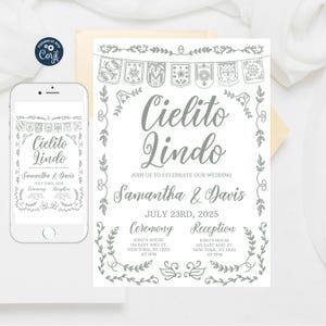 Editable Cielito Lindo Wedding Invitation: Mexican Talavera, Papel Picado
