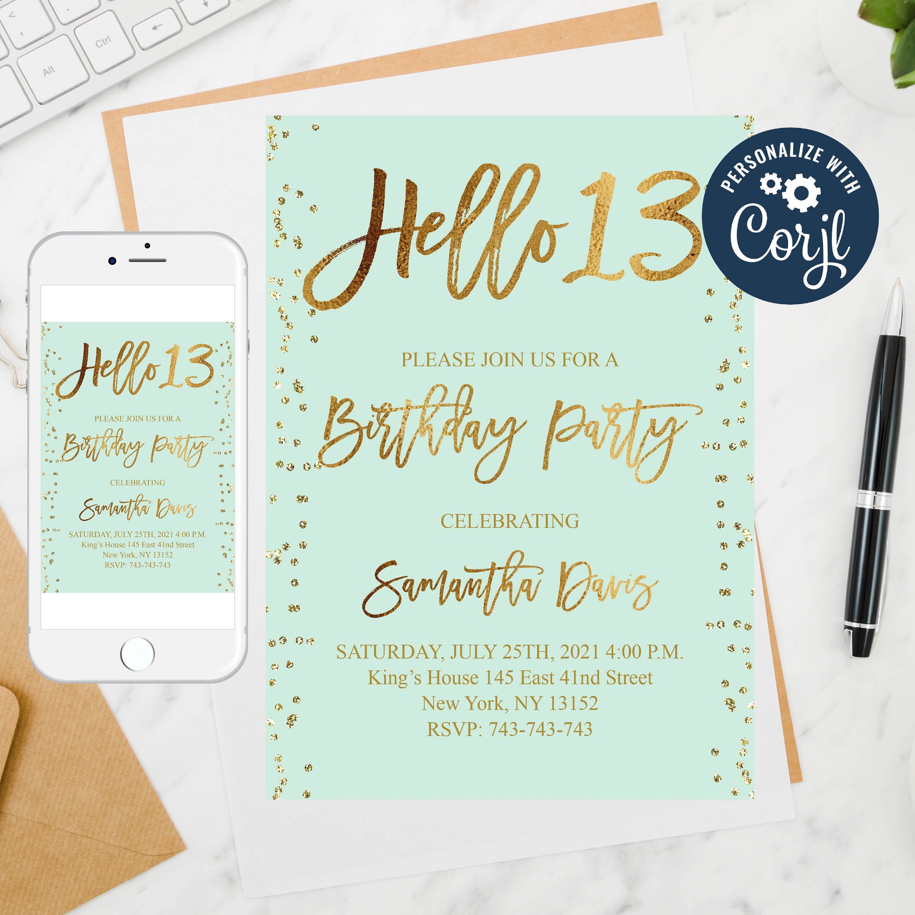 editable-13th-birthday-invitation-electronic-rustic-birthday-etsy