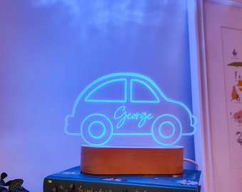 Personalised Car Night Light / Children's Multicoloured Bedside Light / Desk Light / Personalised Gift / Christmas Gift