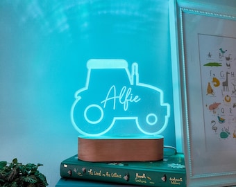 Personalised Tractor Night Light / Children's Multicoloured Bedside Light / Desk Light / Personalised Gift / Christmas Gift