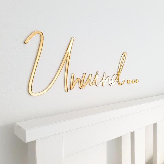 Unwind... Gold Mirrored Script Wall Lettering / Text / Word | Etsy
