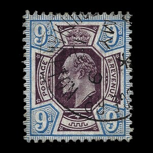 GB 1905 Re Edoardo VII 9d viola ardesia e oltremare su carta con superficie gessosa, francobollo ordinario usato, in condizioni molto belle.