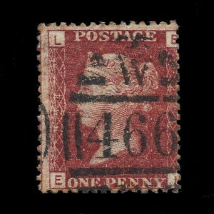1864 Victoria penny red plate 224 in average used condition. There are 151 different plate numbers to collect. Collect british stamps.