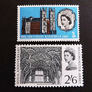 Gran Bretaña, 1966, Abadía de Westminster, 900.º aniversario, conjunto de dos sellos nuevos. Ideal para coleccionistas de sellos británicos o para manualidades.
