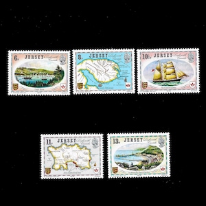Jersey 1978 Links met Canada set van vijf ongebruikte postzegels.  Kanaaleilanden verzamelen.