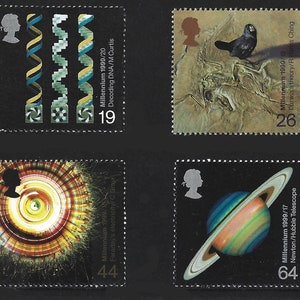 Great Britain 1999 Millennium series: The Scientists Tale, set of four mint stamps.  Ideal for collector of British stamps.