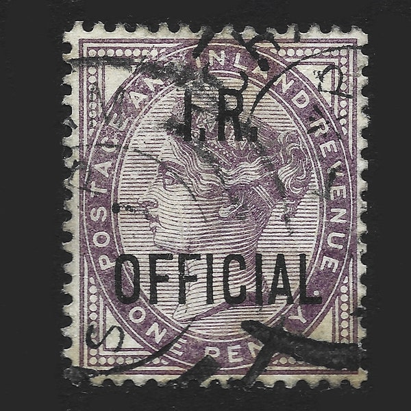 Great Britain 1882  I.R. OFFICIAL overprint on Queen Victoria 1d lilac used postage stamp.  Ideal for collector of British stamps.