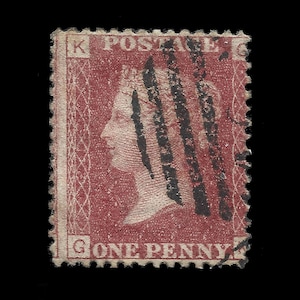 1864 Victoria penny red plate 212 in average used condition. There are 151 different plate numbers to collect. Collect British stamps.