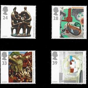GB 1993 Contemporary Art/Europa set of 4 mint commemorative stamps.  Great for collectors of modern British stamps. UK