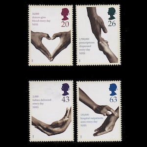Great Britain 1998 National Health Service, 50th anniversary set of four mint commemorative stamps.  Good for collector of British stamps.