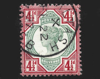 1887 Queen Victoria jubilee four pence halfpenny very fine used stamp from Great Britain.  Ideal for collector of British stamps.