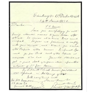 Carta comercial auténtica de 1850 dirigida al señor Ferguson de Glasgow sobre un informe que le habían entregado. Tiene varias marcas postales.