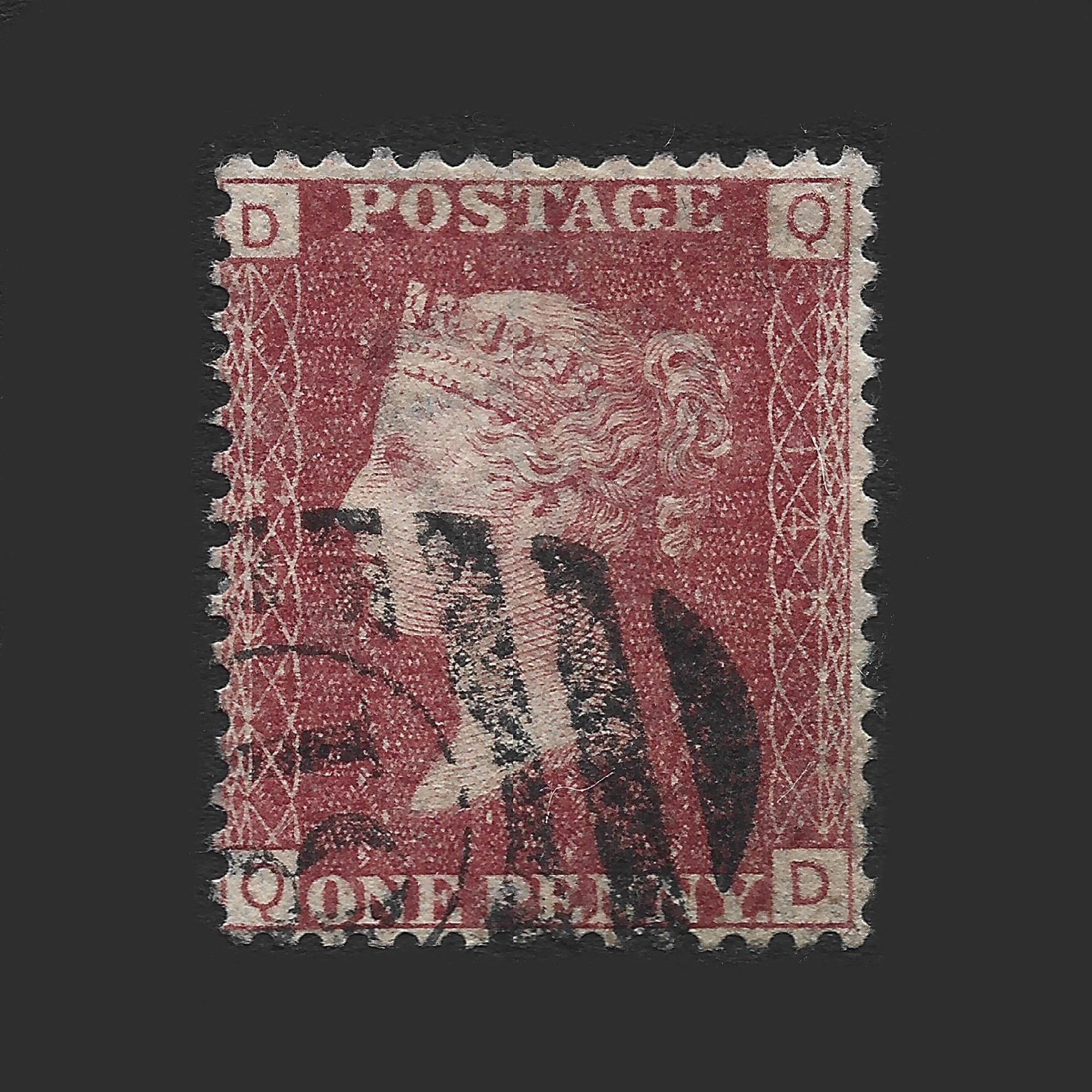 1864 年ビクトリア ペニー レッド プレート 142、平均的な使用状態