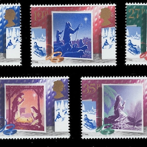 GB 1988 Conjunto de Natal com 5 selos novos. Colecione selos britânicos.