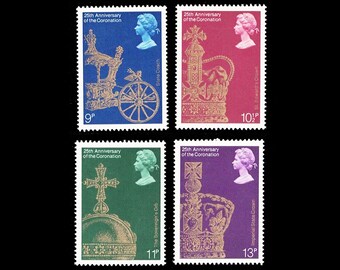 Great Britain 1978 Coronation 25th anniversary set of 4 mint stamps.  Ideal for collector of British stamps or for craft work.