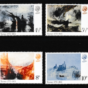 Great Britain 1975 Turner Paintings set of four mint stamps issued by Royal Mail.  Ideal for collector of British stamps. UK