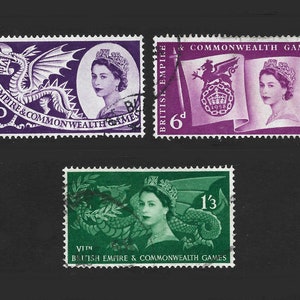 Fine used commemoratives 1958 sixth Commonwealth games set of 3 fine used values. Queen Elizabeth II commemorative issue.
