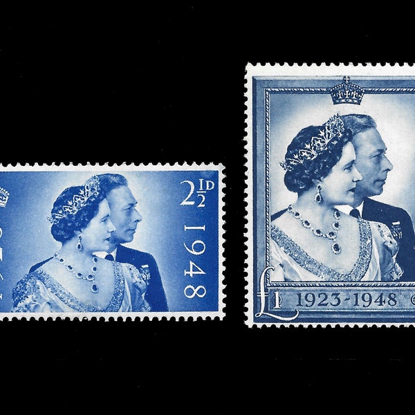 Great Britain 1948 King George VI and Queen Elizabeth Silver Wedding unmounted mint set of 2 values.  Ideal for collector of British stamps.
