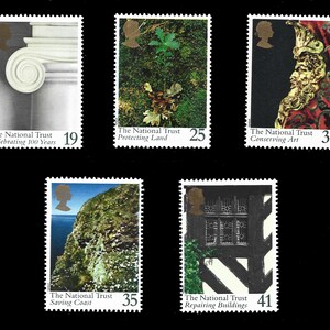 Great Britain 1995 National Trust Centenary, set of five mint stamps.  Ideal for collector of British stamps or for craft work.