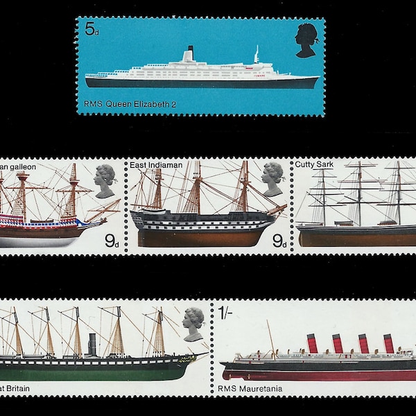 Gran Bretaña 1969 barcos juego de 6 sellos postales nuevos. Ideal para coleccionista de sellos británicos o para trabajos artesanales.