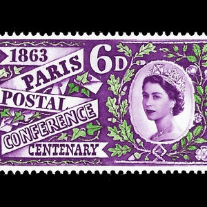 Gran Bretaña, 1963, Conferencia Postal de París, emisión única sin usar. Conmemorativa de la Reina Isabel II. Ideal para coleccionistas de sellos británicos.