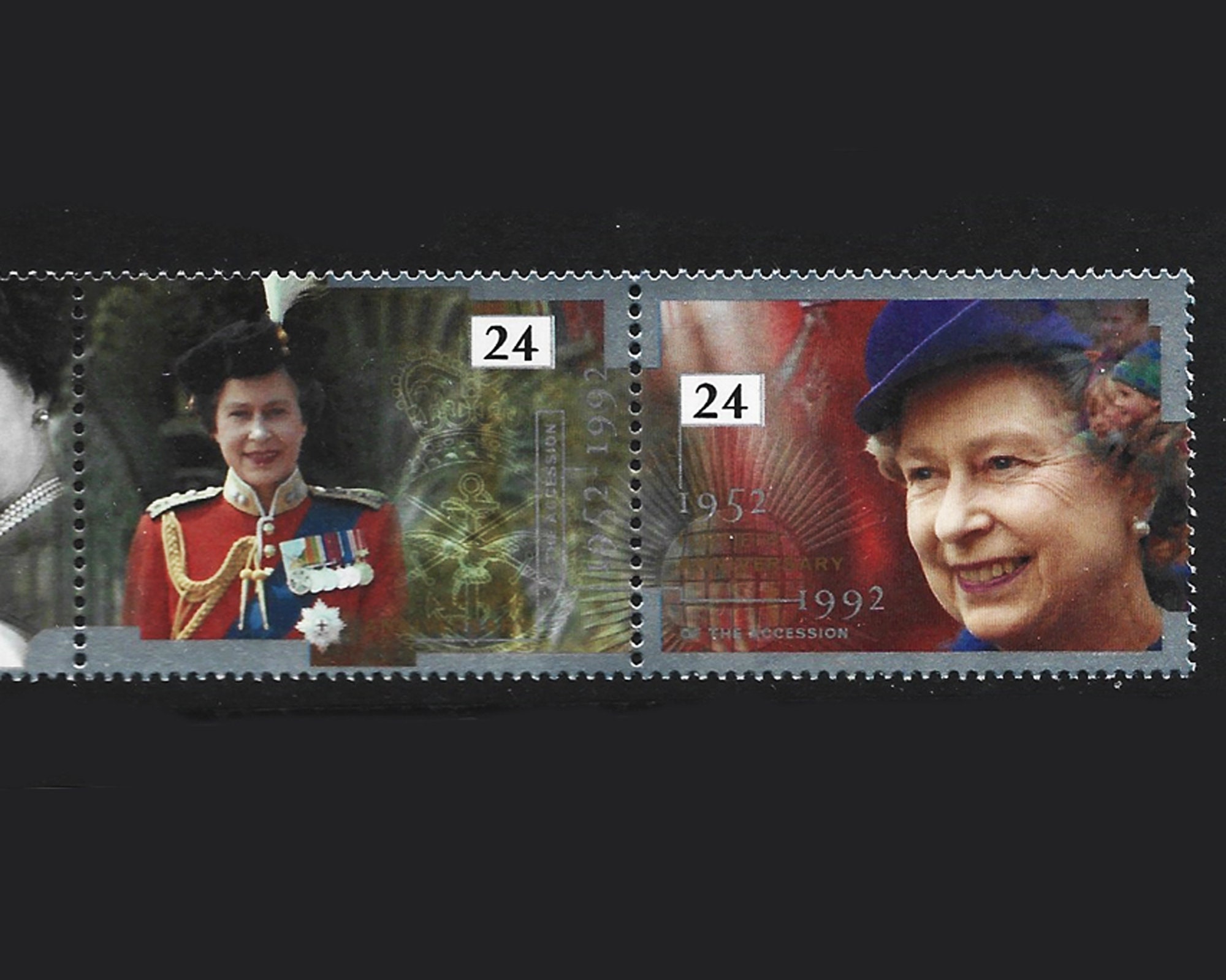Great Britain 1992 Queen Elizabeth II 40th anniversary of accession strip  of five mint stamps. Ideal for collectors of British stamps.