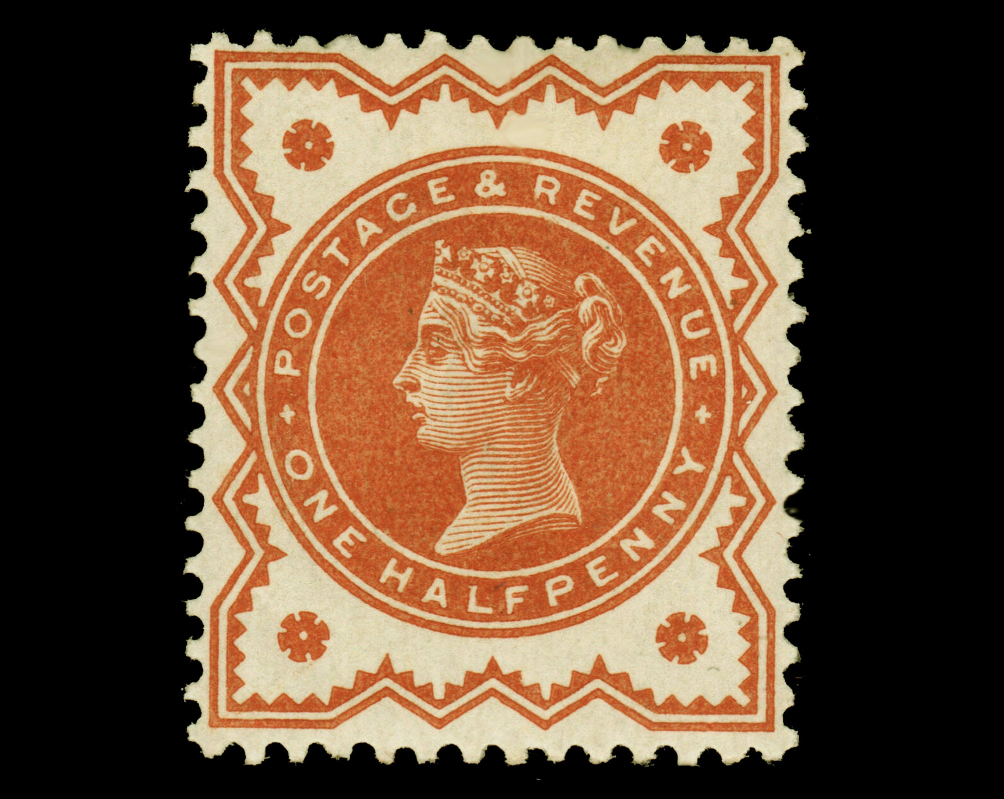 Image of 1887 Queen Victoria Jubilee Halfpenny Vermilion Mint Stamp From Great Britain. Ideal For Collector Of British Stamps Or Craft Work