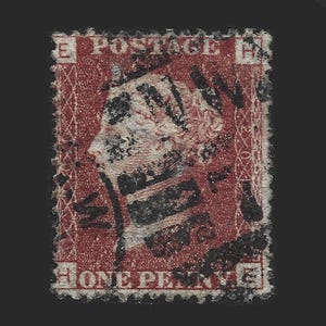 1864 Victoria penny red plate 206 in average used condition. There are 151 different plate numbers to collect. Collect british stamps.