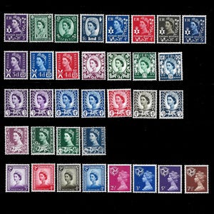 英国地方切手コレクション（1958～1970年）、地域諸国およびマン島の34種類の造幣局切手。詳細は下記をご覧ください。