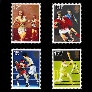 GB 1980 Sports set of four mint stamps issued by Royal Mail.  Ideal for collector of British stamps or for craft work.