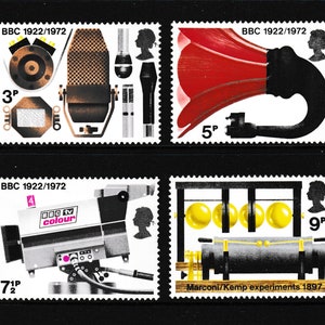 Great Britain 1972 B.B.C. set of four mint stamps issued by Royal Mail.  Ideal for collector of British stamps or for craft work.