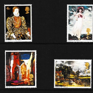Gran Bretaña, 1968. Conjunto de 4 sellos postales nuevos de pinturas británicas. Ideal para coleccionistas de sellos británicos o para manualidades.