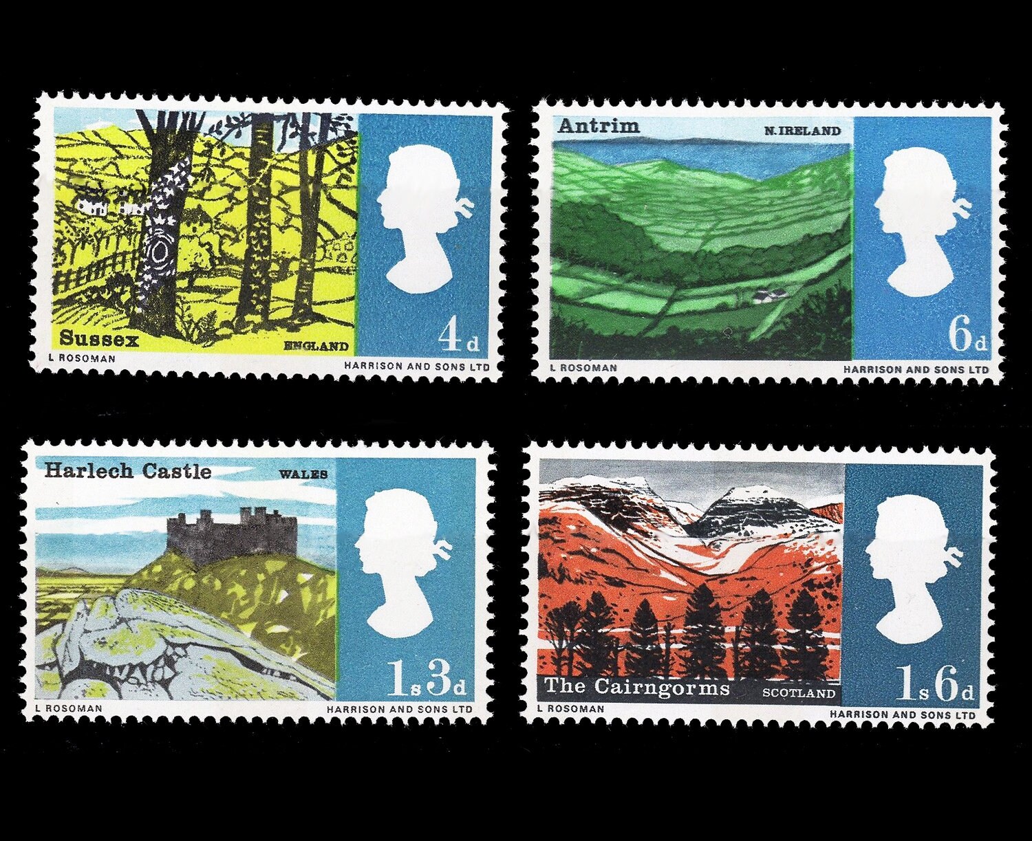 Great Britain 1966 Landscapes Set of 4 Mint Postage Stamps. Etsy