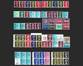 Great Britain 1970's collection of blocks, strips, pairs, mint & used from booklets and stamp vending machines.