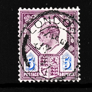 Sello postal definitivo usado de 5d del rey Eduardo VII, GB 1902-13. Ideal para coleccionistas de sellos británicos.