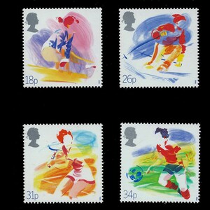 GB 1988 Sports set of 4 mint stamps.  Football, tennis,skiing, gymnastics.  Great for collectors of British sports stamps.