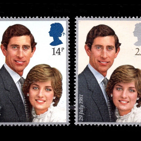 Great Britain 1981 Royal Wedding of Prince Charles and Lady Diana Spencer set of two mint stamps.  Now King Charles III.