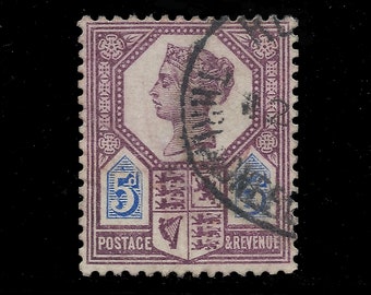 1887 Queen Victoria jubilee five pence, die 2, used stamp from Great Britain.  Ideal for collector of British stamps or for craft work.