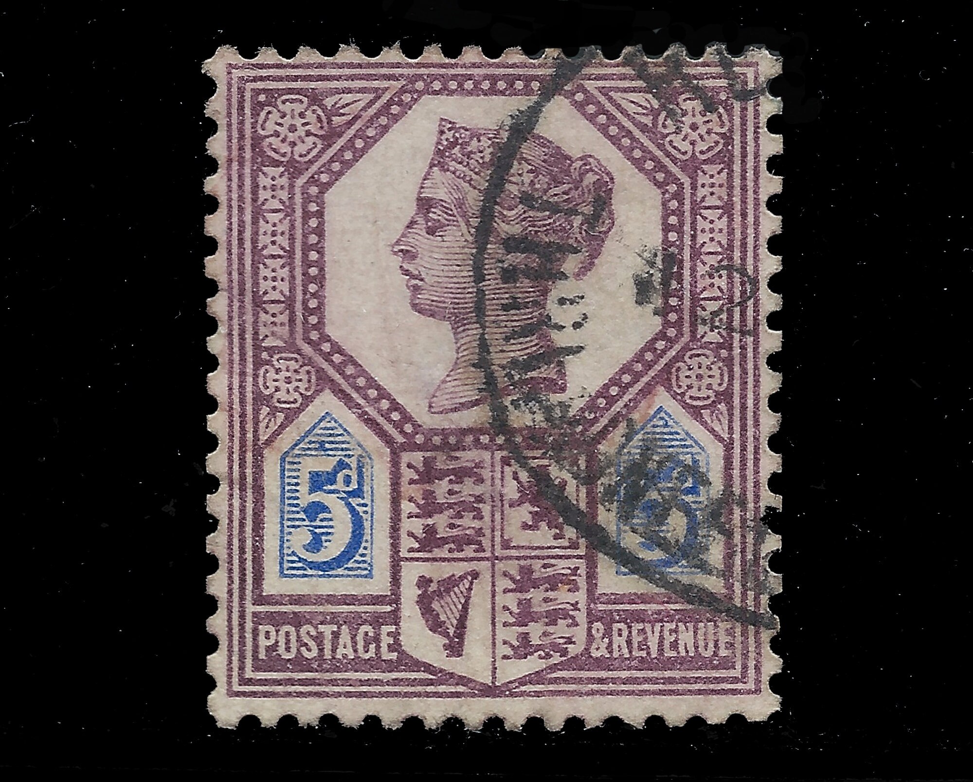 Image of 1887 Queen Victoria Jubilee Five Pence Fine Used Stamp From Great Britain. Ideal For Collector Of British Stamps Or Craft Work