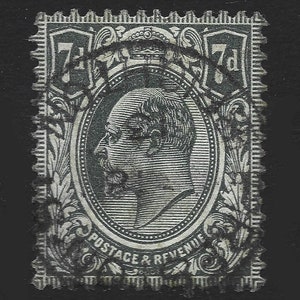 Sello postal definitivo usado de 7d del rey Eduardo VII, GB 1902-13. Ideal para coleccionistas de sellos británicos.