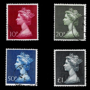 Great Britain 1970 Machin design set of 4 fine used decimal high value stamps.  Ideal for collector of British stamps or for craft work.