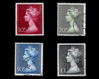 1955 年イギリス標準切手、セントエドワード王冠横向き透かし入り 5 枚